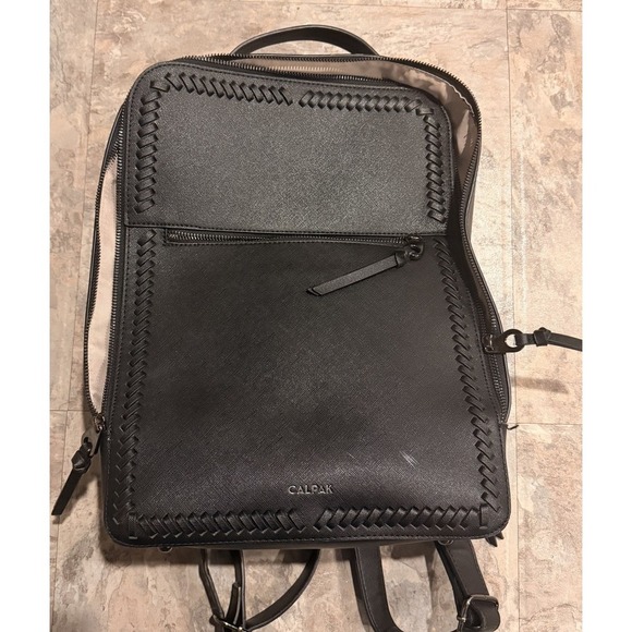 Calpak Handbags - CALPAK Kaya 15" Laptop Backpack Full Zip Black Leather Travel Work Bag Luggage